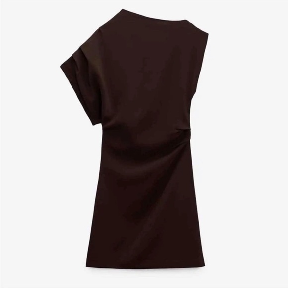 ZARA DRAPED ASYMMETRIC DRESS/ZARA PARTY DRESS /ZARA MINI DRESS/zara one shoulder - Picture 3 of 5